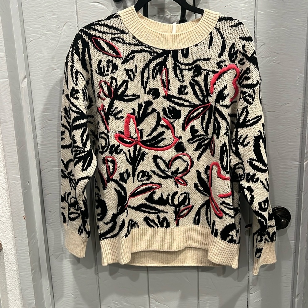Anthropologie Pink Combo Sweater Size Medium NWT